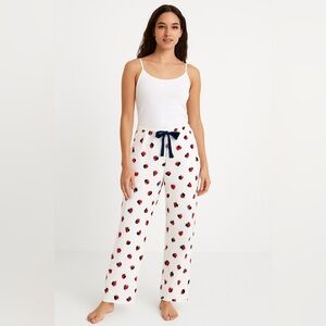 GapBody Heart Print Pajama Pants White Red Navy – Cotton Lounge Bottoms Sz S